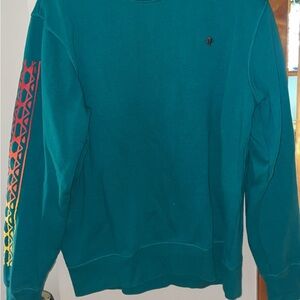 LRG Teal Crewneck Sweater with Vibrant Sleeve Design